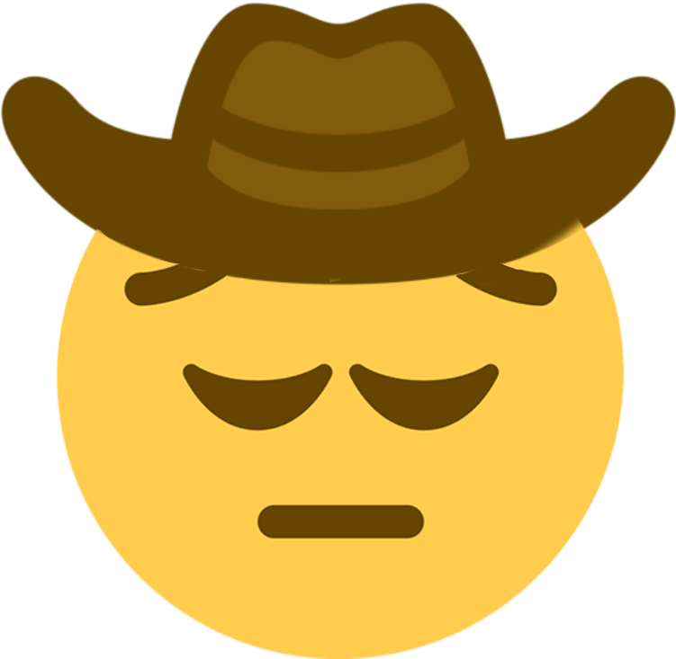 Pensive Cowboy Discord Emoji - Cowboy Emoji Twitter Clipart (750x750), Png Download