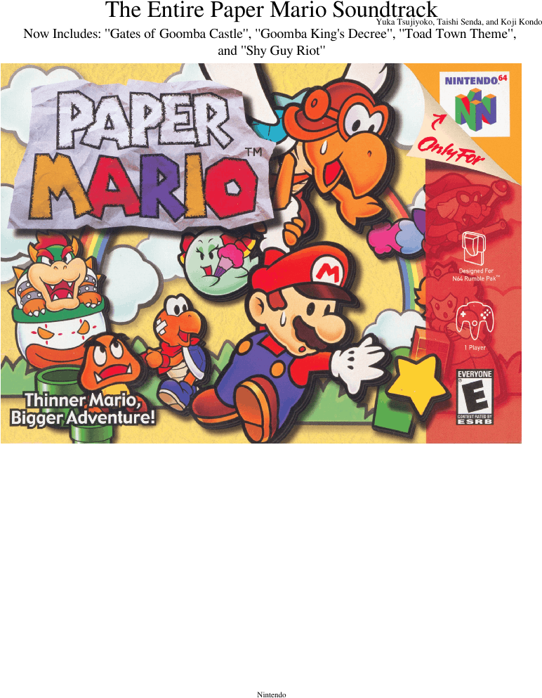 The Entire Paper Mario Soundtrack - Paper Mario 64 Box Clipart (850x1100), Png Download