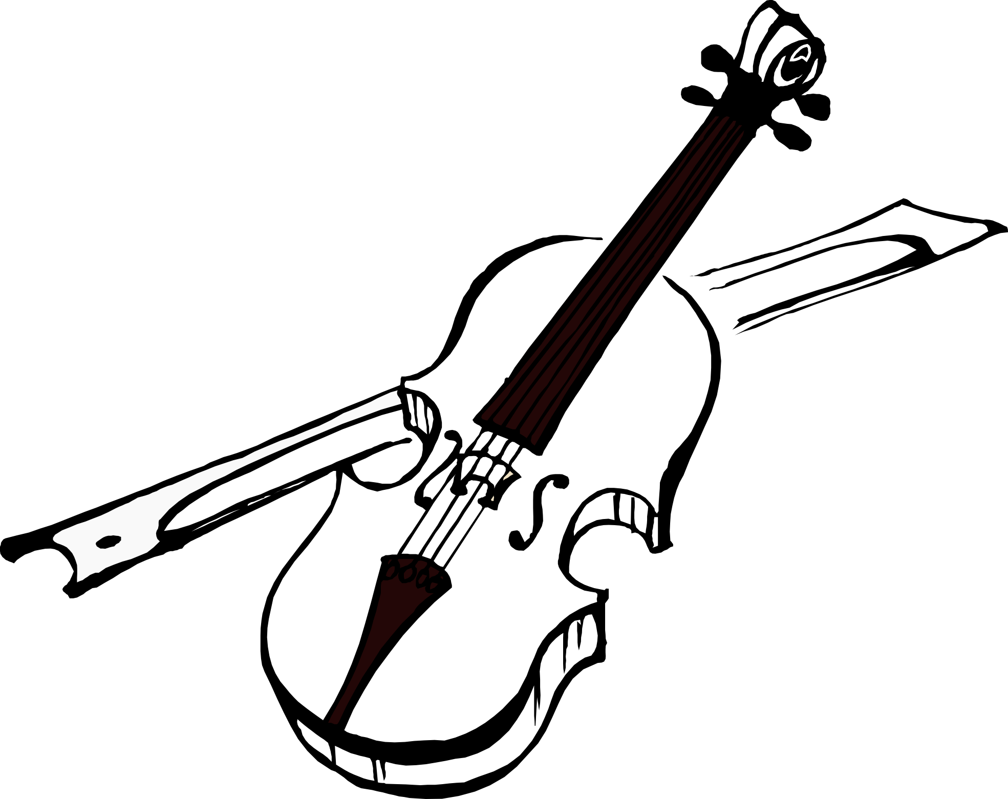 Image Freeuse Download Flute Violin Music Free On Dumielauxepices - Black And White Violin Clip Art - Png Download (1969x1561), Png Download