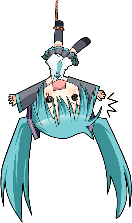 Hatsune Miku Drawn By Niboss - Miku Hanging Clipart (582x946), Png Download