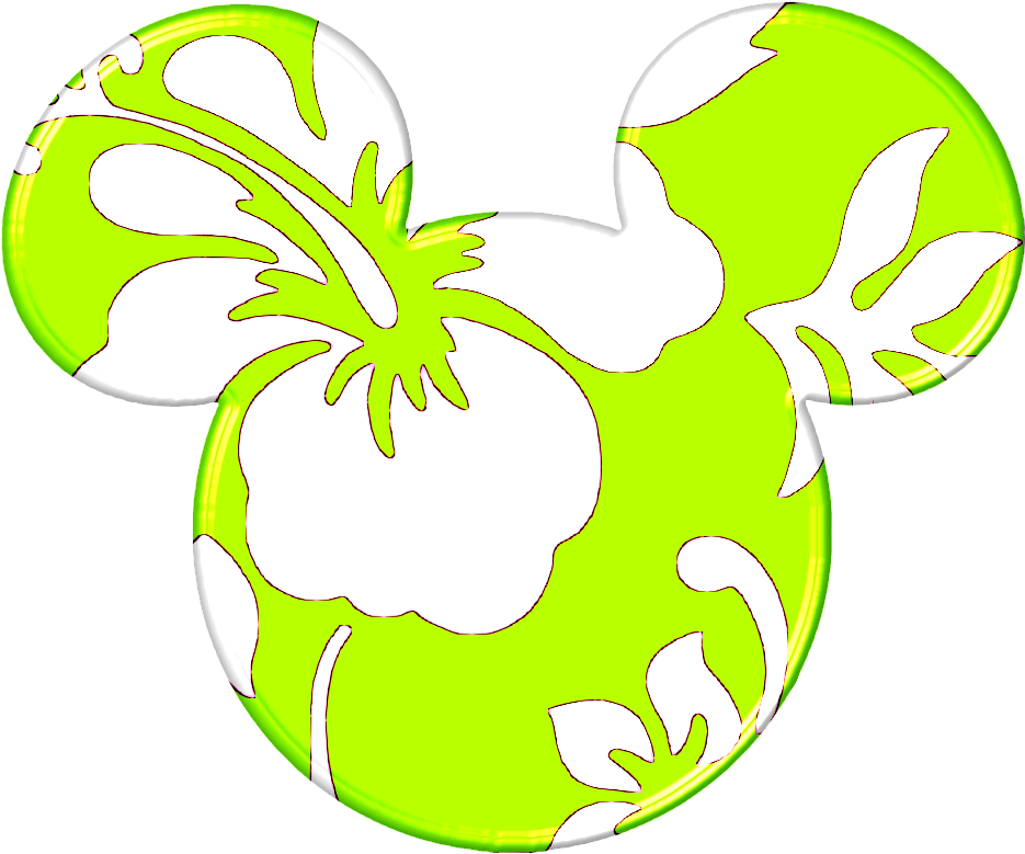 Mickey Heads Hawaiian Style Mickey Minnie Hello Kitty - Silueta De Cara De Minnie Colores Png Clipart (935x779), Png Download