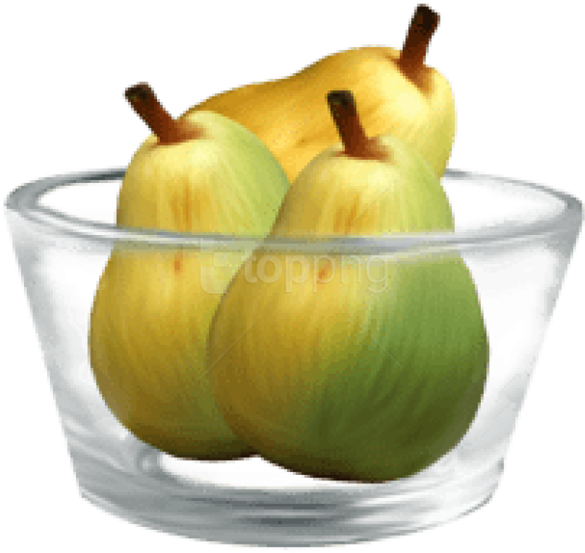 Pears In A Glass Bowl Png Clipart - Glass Bowl Png Transparent Png (826x775), Png Download
