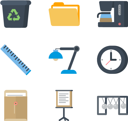 Stationery And Office Icon Set - Office Materials Icon Clipart (600x564), Png Download
