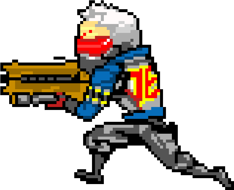 Soldier 76 Golden Gun - Overwatch Pixel Soldier 76 Clipart (840x730), Png Download