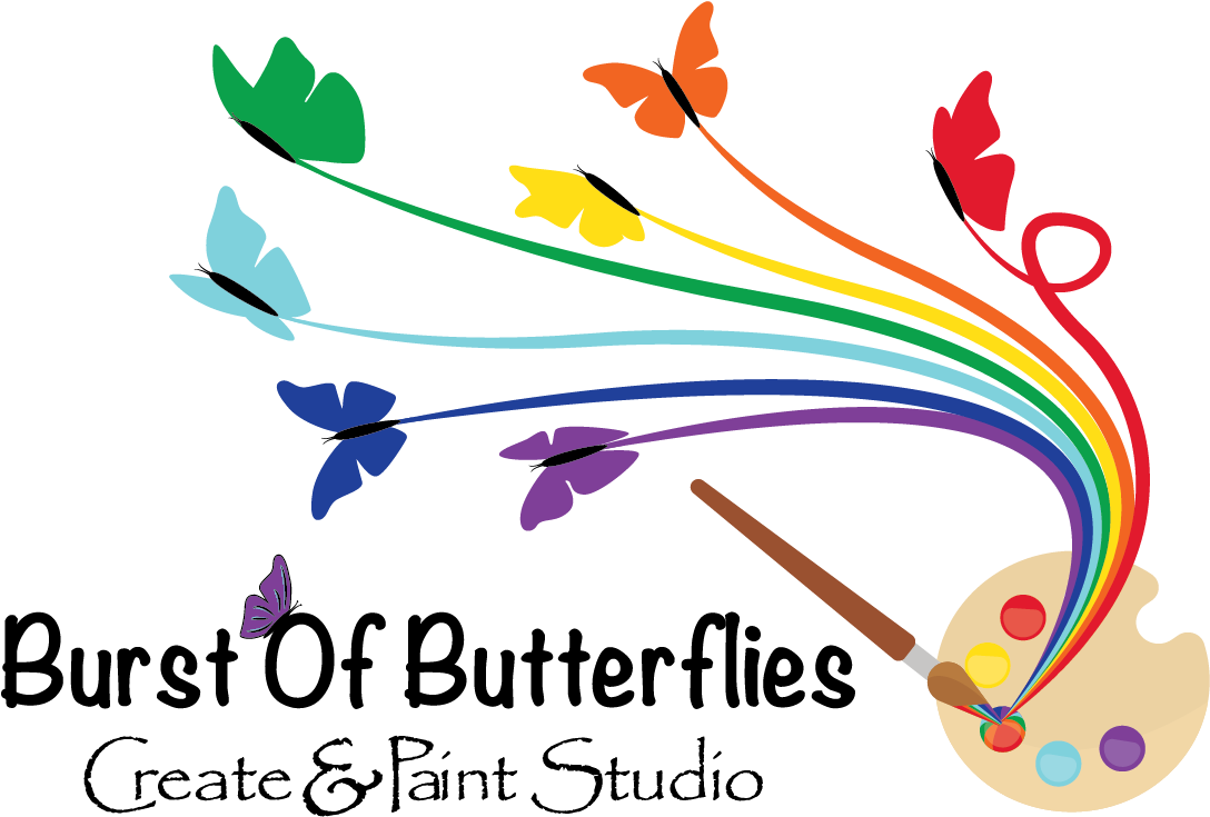 Splatter Clipart Pottery Painting - Burst Of Butterflies - Png Download (1101x774), Png Download