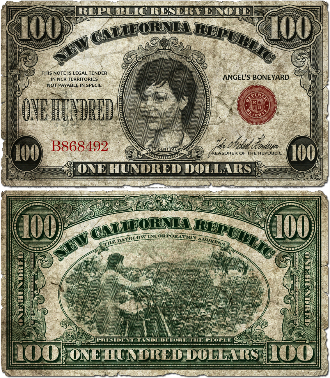 $100 Ncr - New California Republic Money Clipart (1200x1371), Png Download