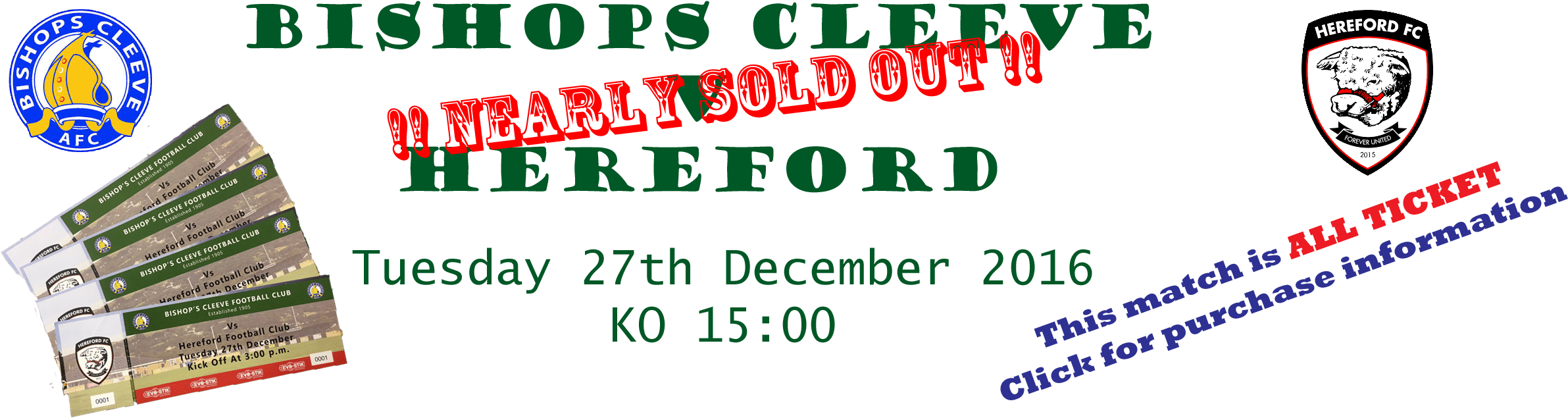 Bcfc V Hereford Dec 16 Nearly Sold Out - Bishop's Cleeve F.c. Clipart (2520x666), Png Download