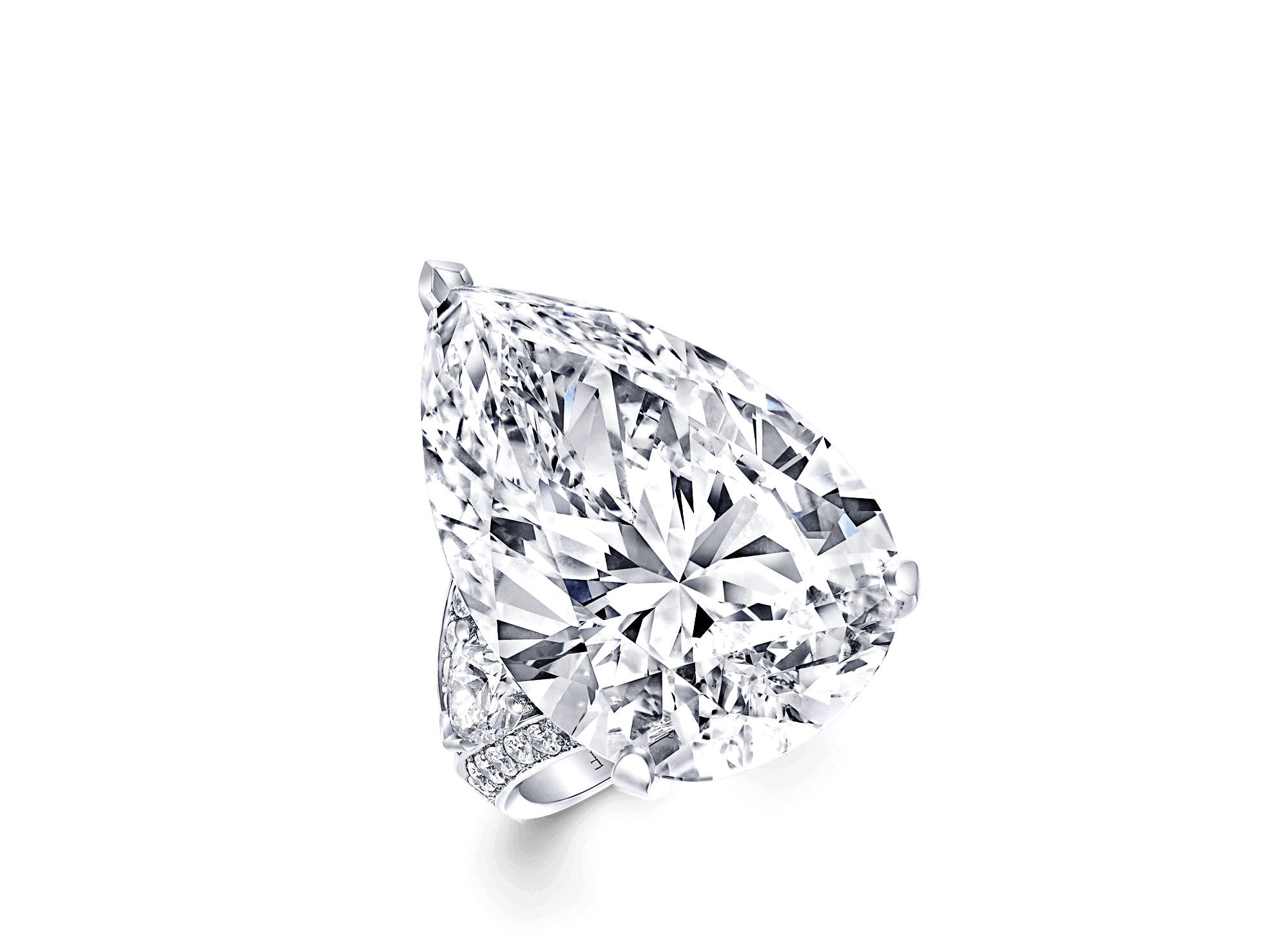 Shank View Of A Graff D Flawless Pear Shape Diamond - Graff Pear Shaped Diamond Ring Clipart (2000x1602), Png Download
