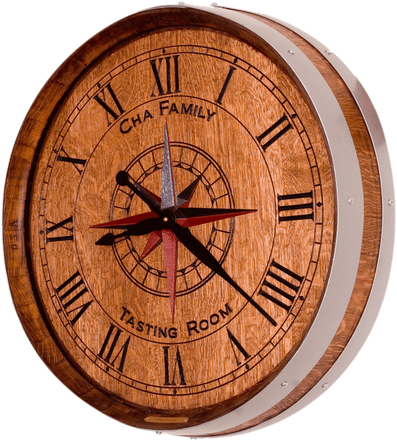 Compass Rose - Wine Barrel Top Clocks Clipart (800x889), Png Download
