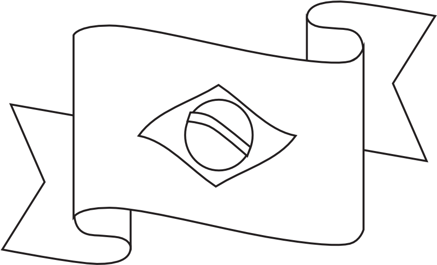 Brazil Ribbon Black White Line Art Hunky Dory Svg Colouringbook - Illustration Clipart (999x706), Png Download