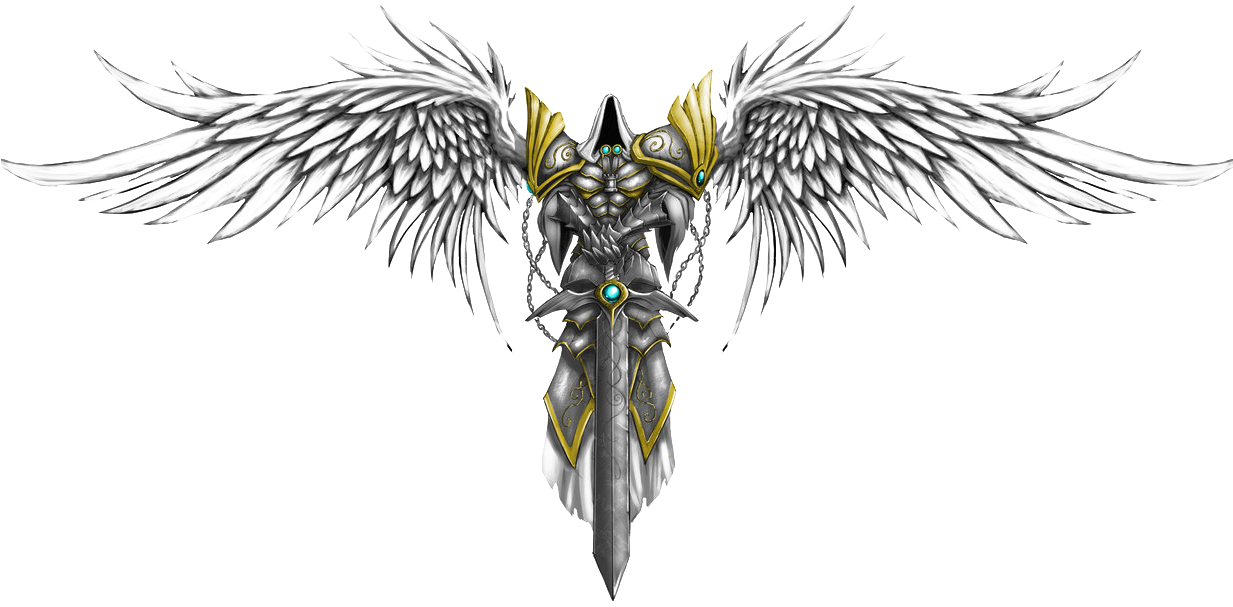 Warrior Angel Png File - Angel With Sword Tattoo Designs Clipart (1232x648), Png Download