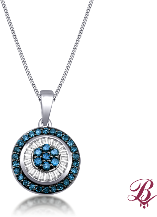 Enhanced Blue And White Diamond Pendant - Locket Clipart (740x740), Png Download