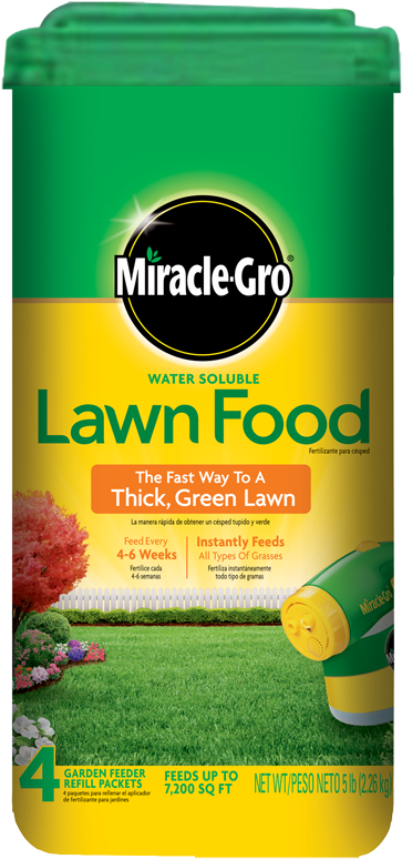Miracle Gro Lawn Food Water Soluble - Grass Fertilizer Brand Clipart (388x800), Png Download