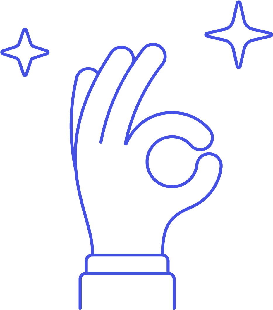 04 Hand All Correct Ok - Line Art Clipart (1025x1148), Png Download