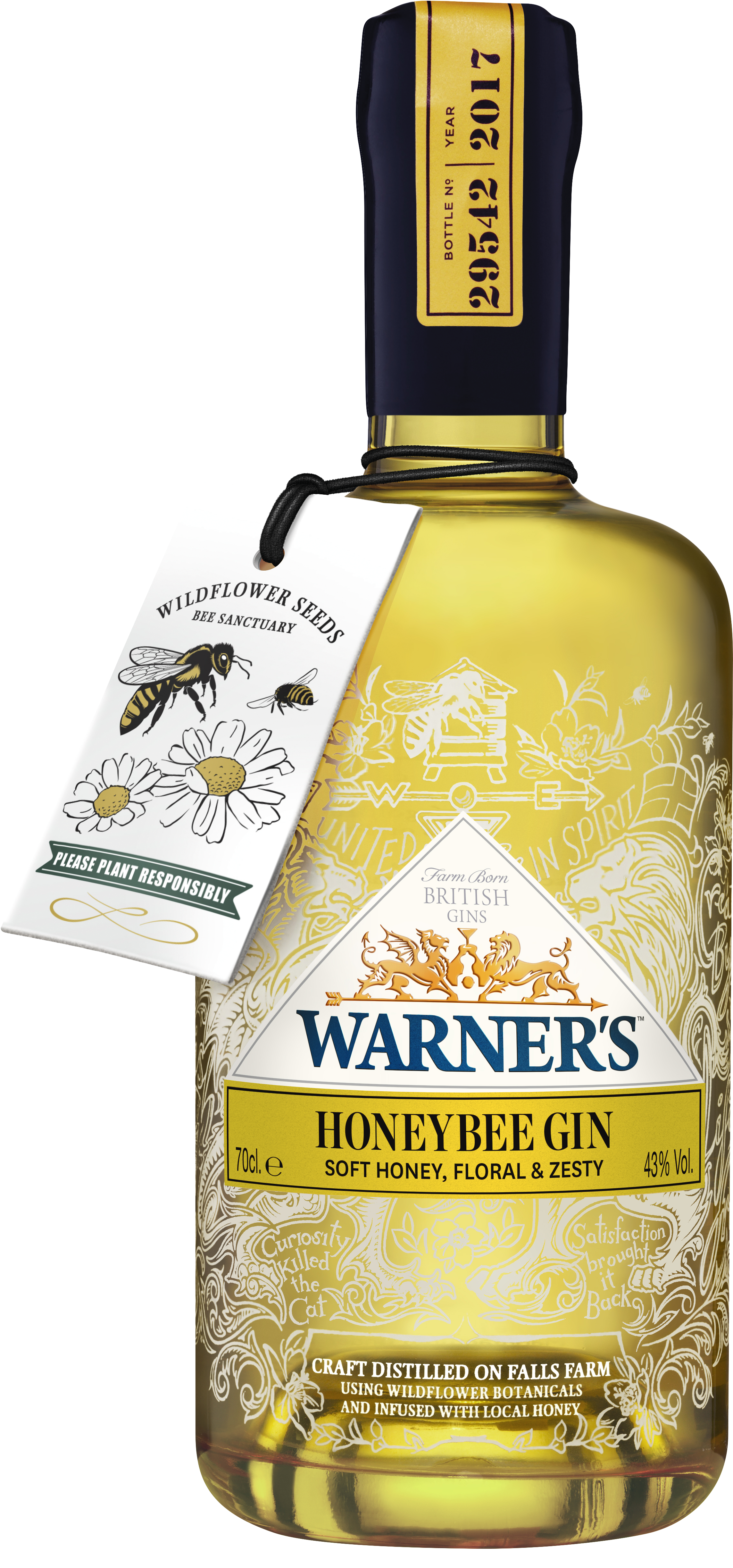 Warner's Honeybee Gin Buy Online Uk 5cl 20cl & 70cl - Warner Edwards Clipart (2924x5700), Png Download