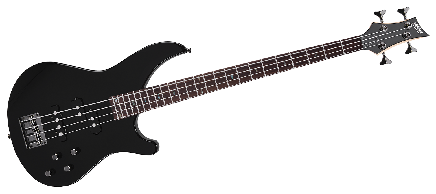 Mb200bk Mitchell Electric Bass Guitar Black - Lag Jet Guitar Clipart (1600x721), Png Download