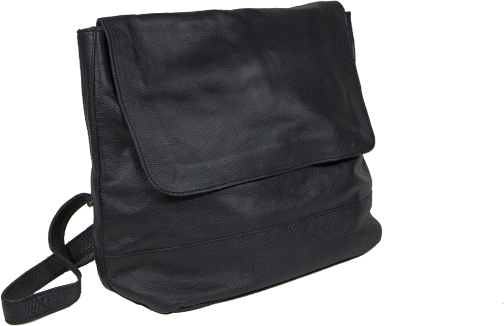 Room Backpack In Black Leather - Shoulder Bag Clipart - Large Size Png ...