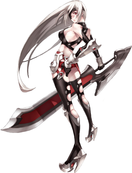 Anime Girl W/ Long Sword Photo Hmmmm - Girl Anime With Sword Png Clipart (500x650), Png Download