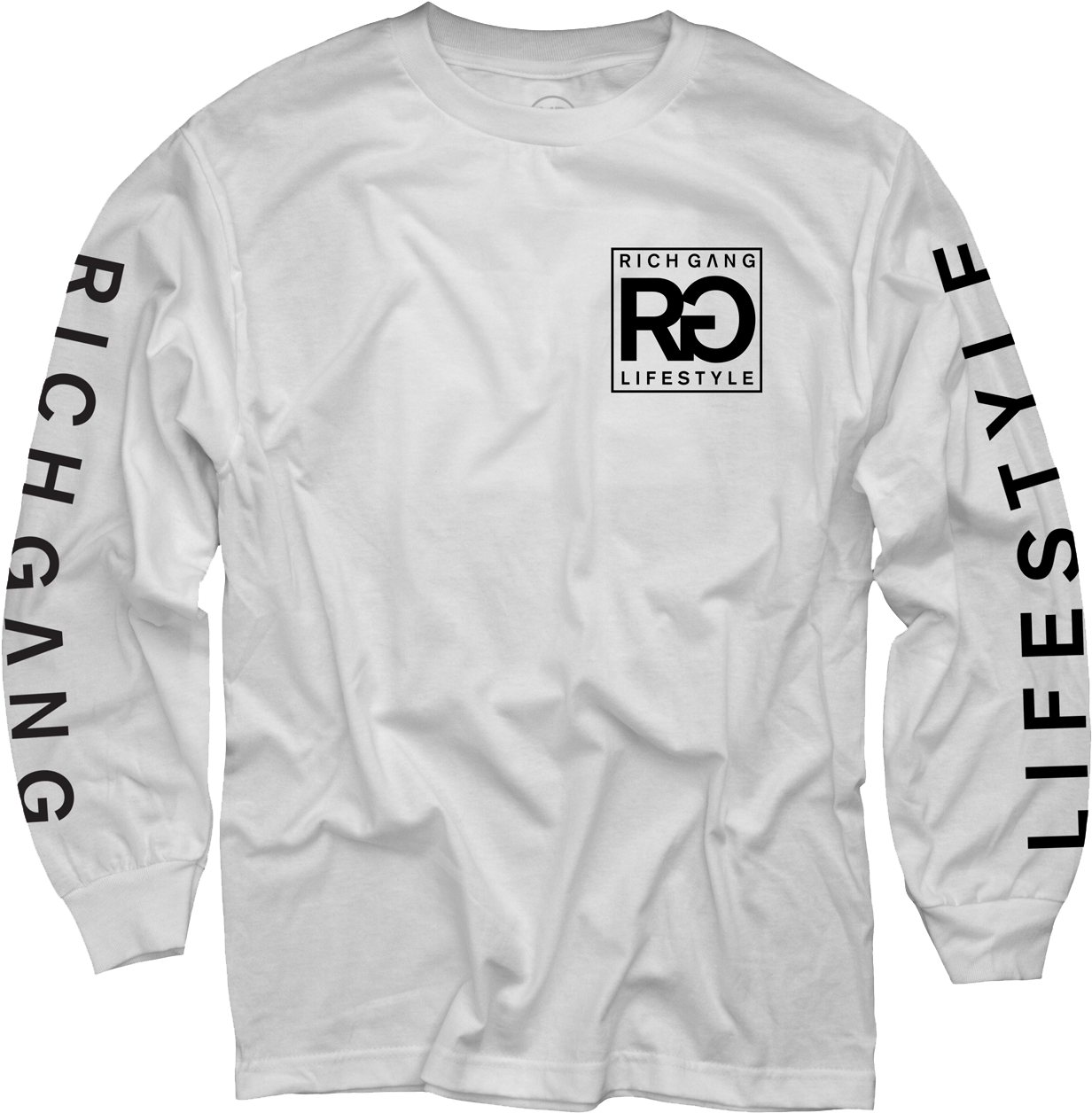 Rich Gang Life Style White Long Sleeve T-shirt - Rich Life T Shirt Clipart (1232x1256), Png Download