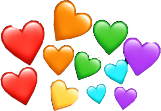#rainbow #hearts #heartcrown #cute #color - Heart Clipart (529x365), Png Download