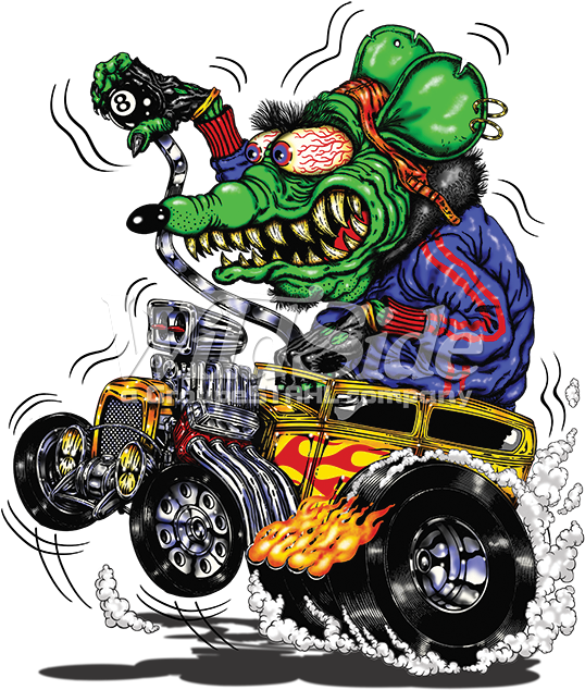 Green Monster Yellow Hot Rod - Monster Hot Rod Cartoon Clipart (675x675), Png Download