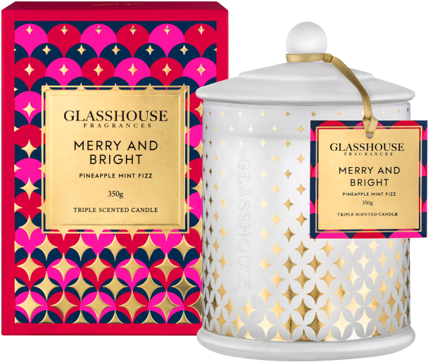 The Glasshouse Limited Edition Merry & Bright Candle - Glasshouse Christmas Candle Clipart (832x750), Png Download