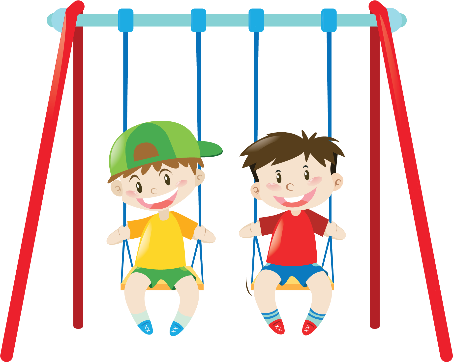 Clipart Park Swing Set - Kid On Swing Clipart - Png Download (1827x1461), Png Download