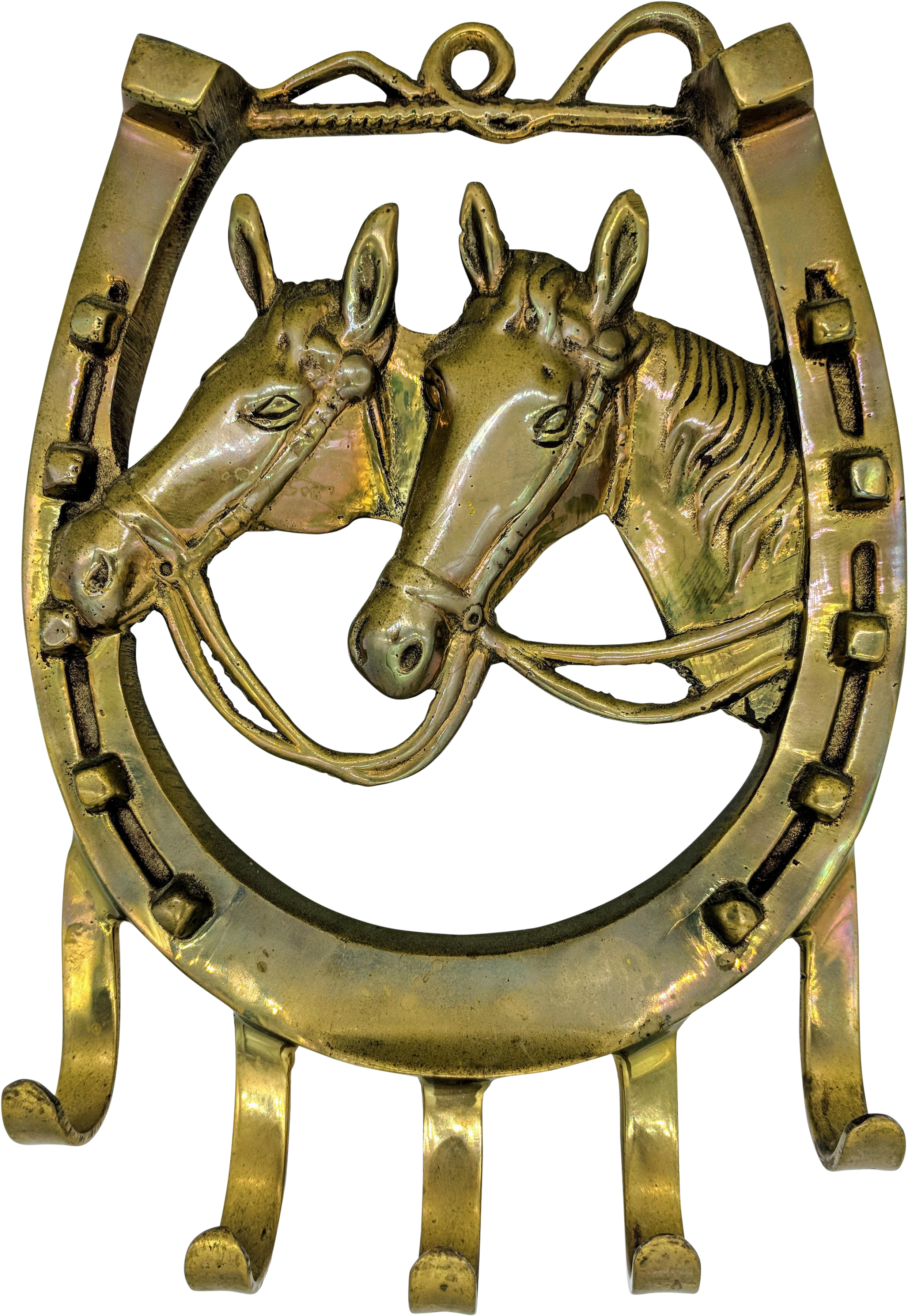 Vintage Brass Horse And Horseshoe Wall Hook On Chairish - Brass Clipart (2759x3998), Png Download