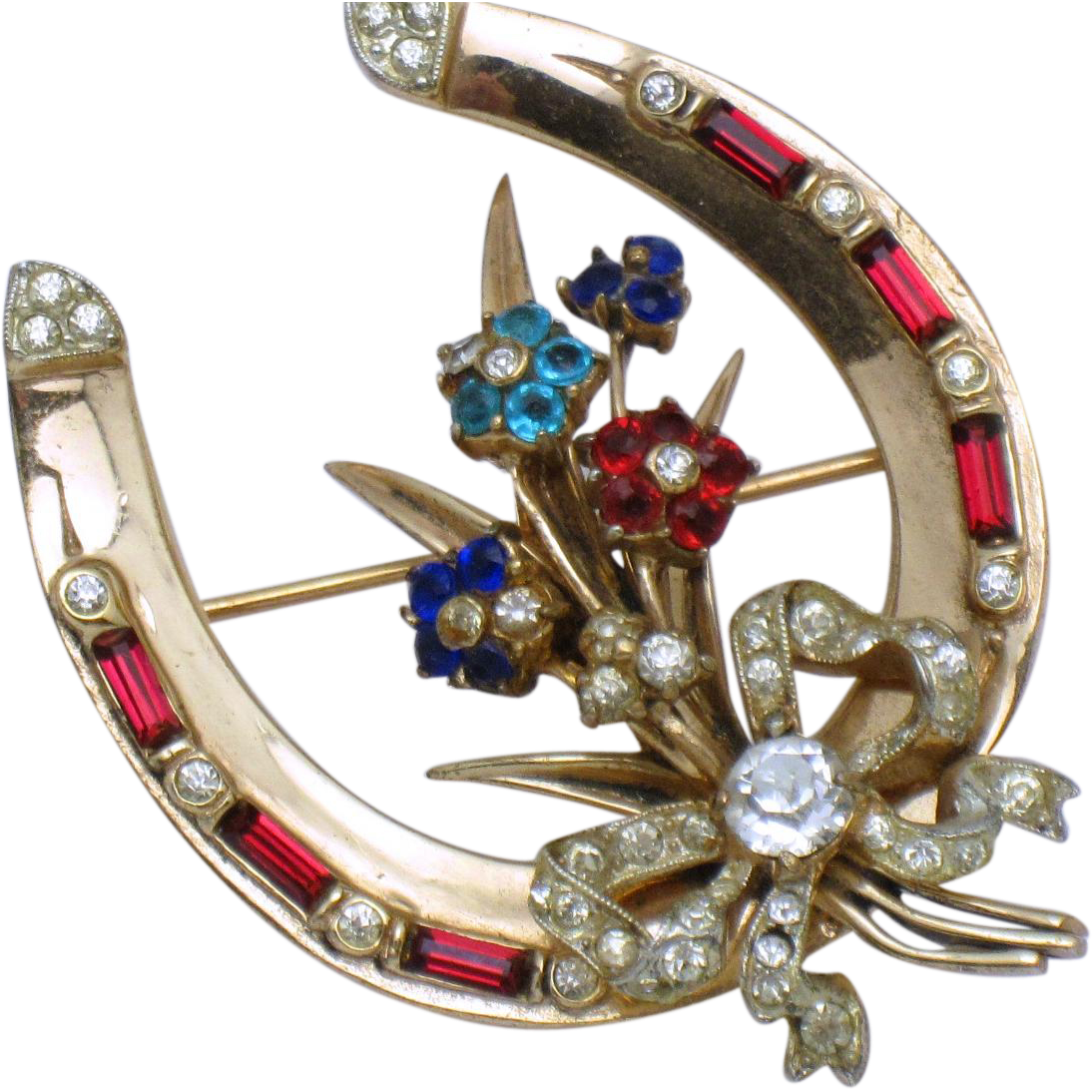 Vintage 1948 Coro Craft Corocraft Sterling Horseshoe - Sapphire Clipart (1094x1094), Png Download