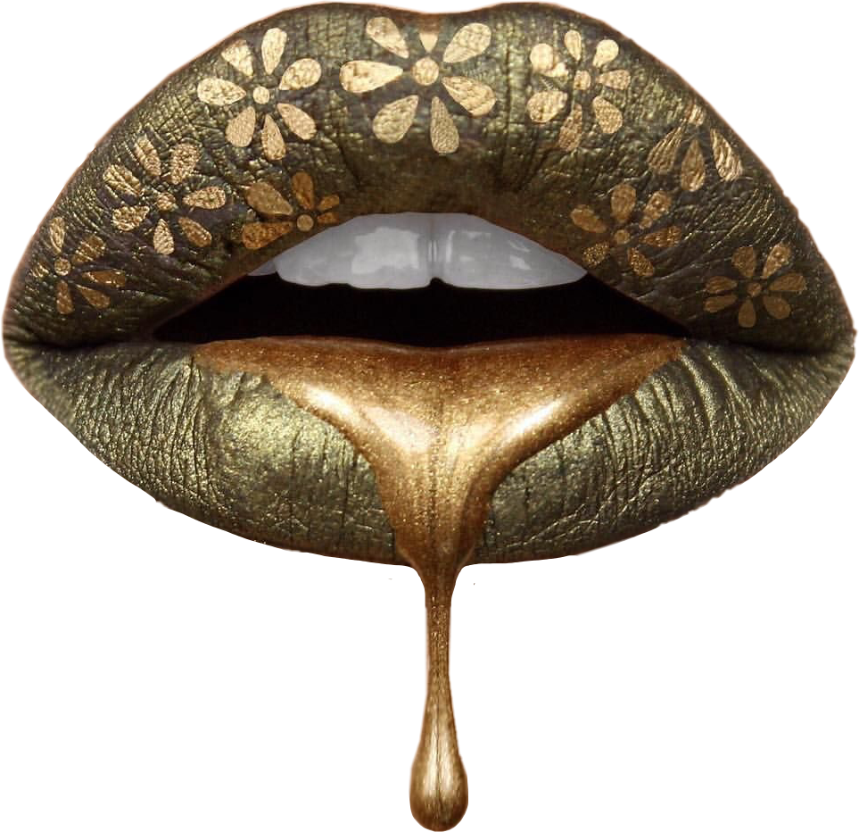 #lips #lipstick #drip #gold #queen #instagram #green - Lipstick Clipart (963x932), Png Download