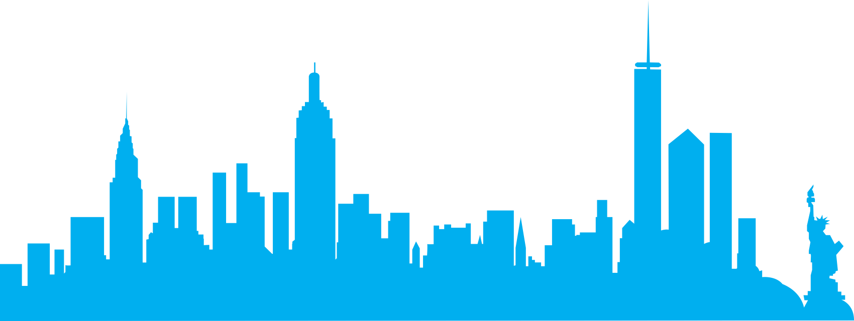 City Skyline Silhouette Nyc Clipart (1700x640), Png Download