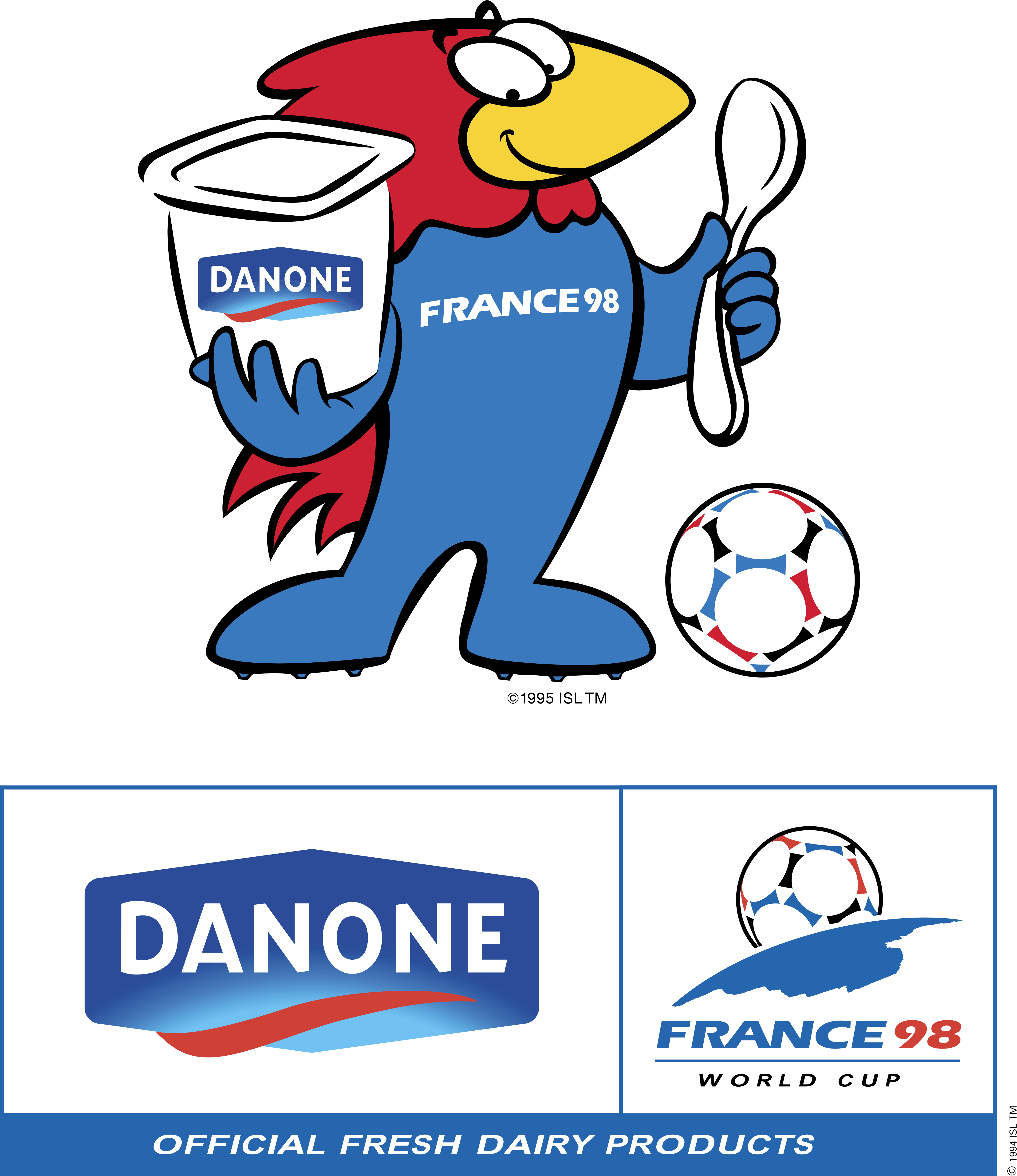Danone Logo Worldcup - World Cup France 98 Logo Clipart (4340x5000), Png Download