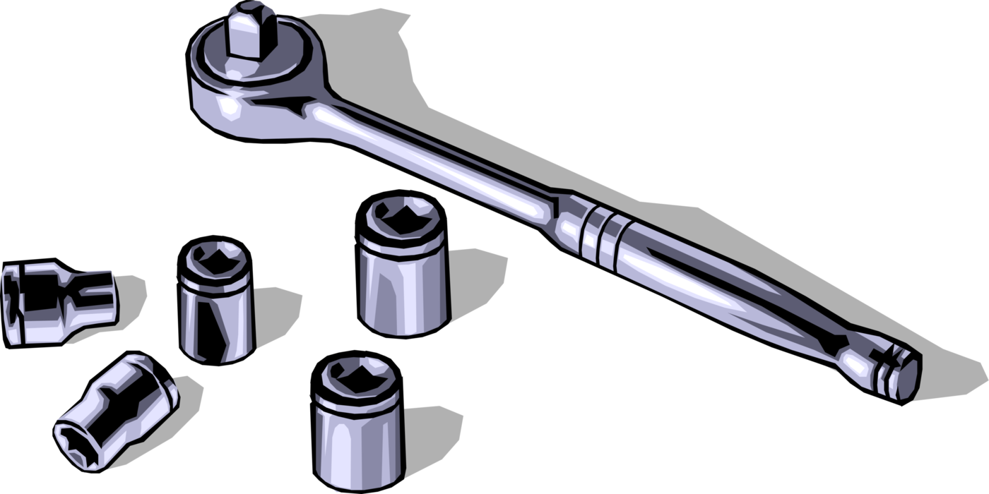 Ratchet Vector Wrench - Ratchet And Socket Vector Clipart (1400x700), Png Download