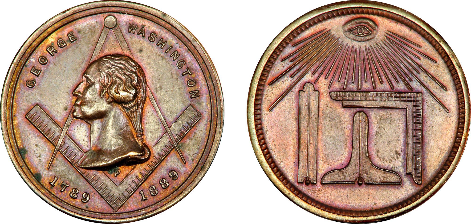 Washington Inaugural Centennial Masonic Medalet - George Washington Mason Clipart (2000x952), Png Download