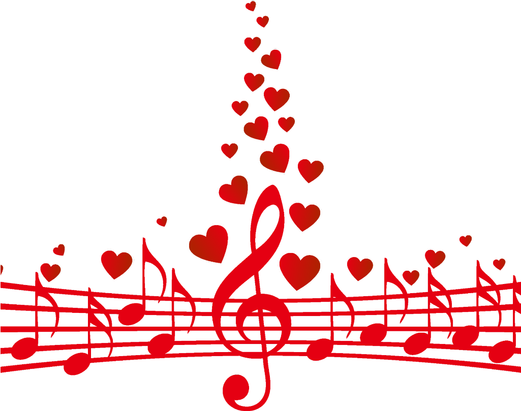 #mq #red #heart #hearts #music #notes #note - نوته موسيقية Clipart (1024x1024), Png Download