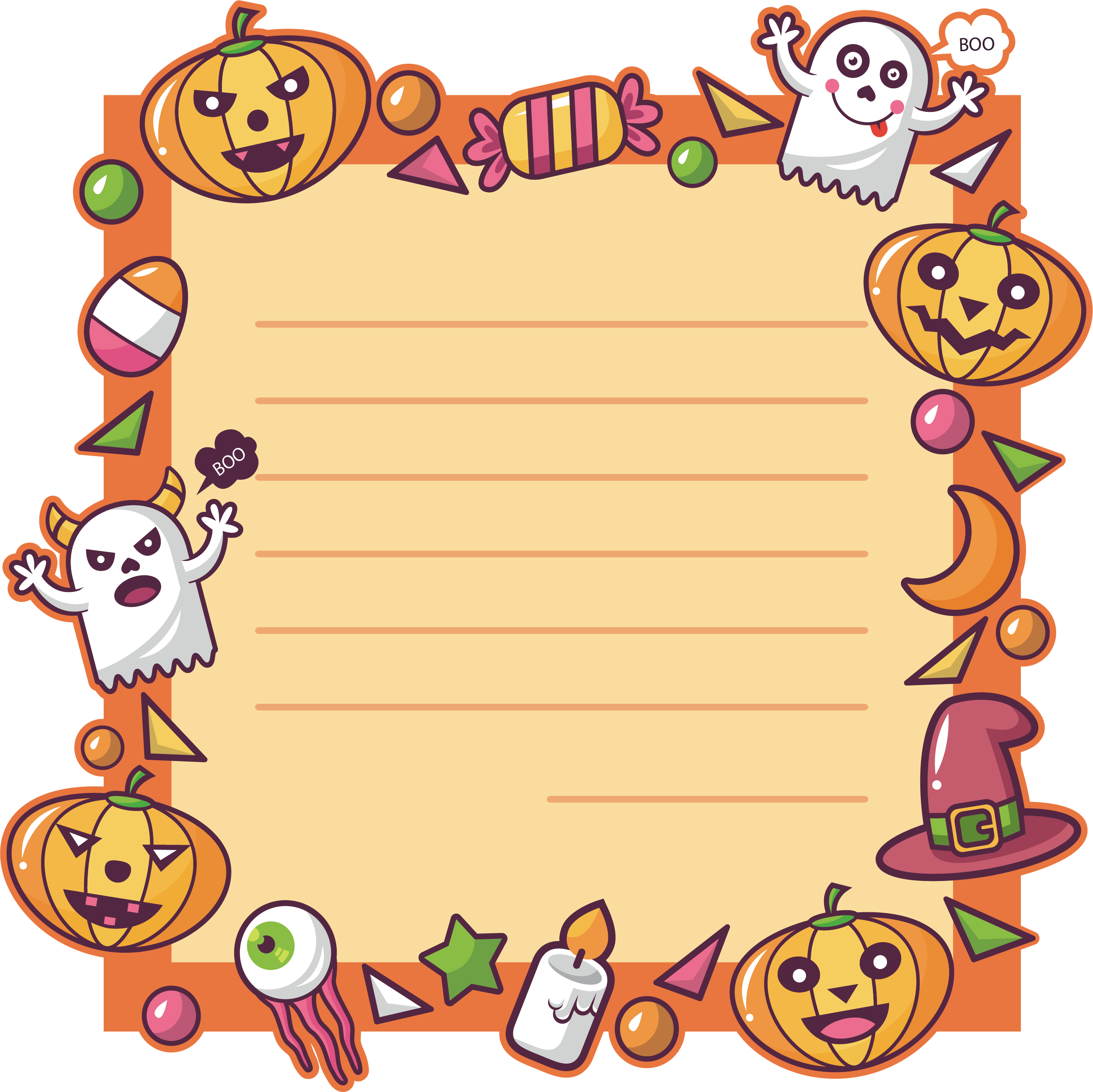 Jack O Lantern Clip - Pumpkin Border - Png Download (2970x2966), Png Download