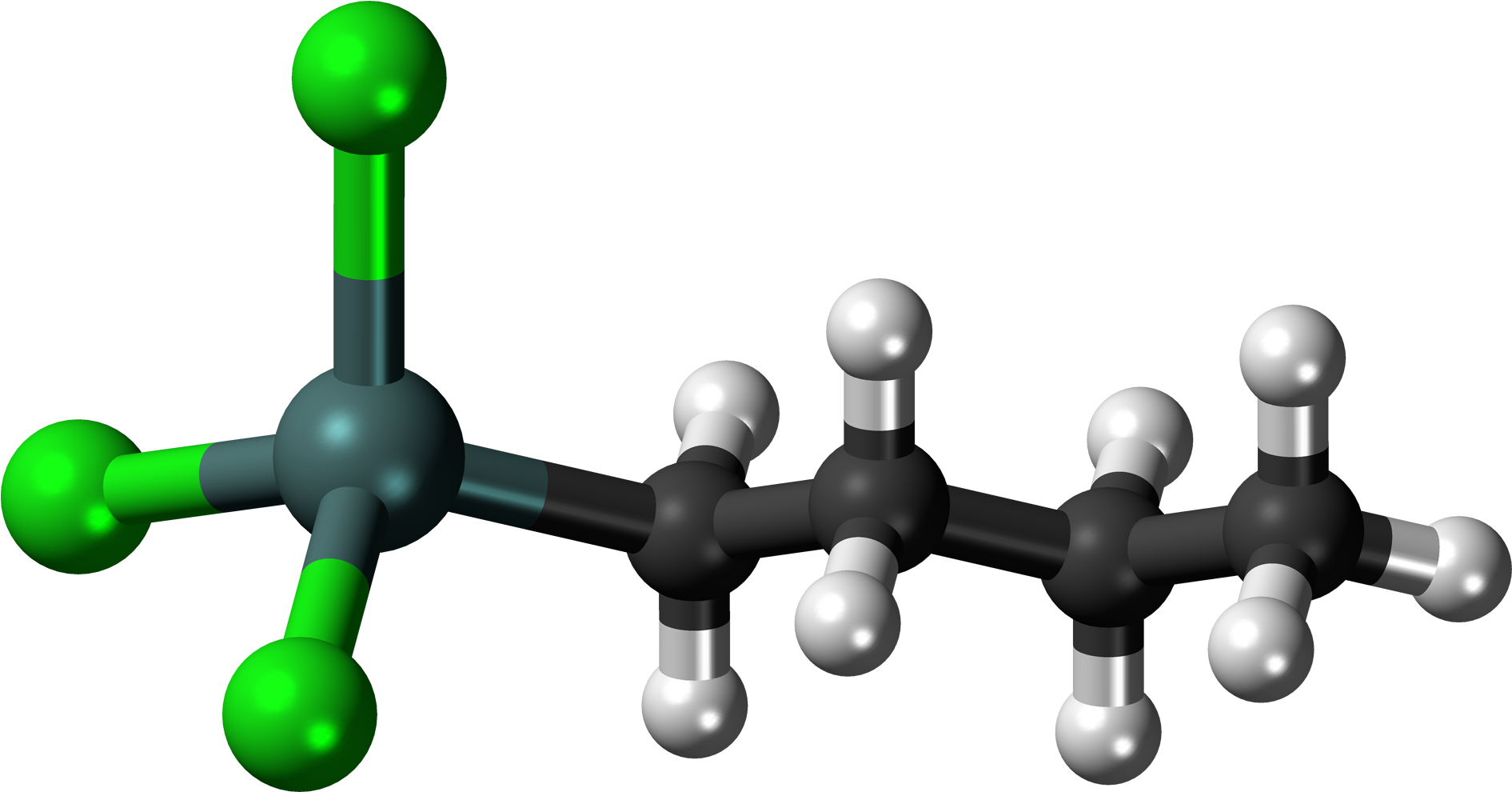 Butyltin Trichloride 3d Ball , Png Download - Carbon Molecule Model Clipart (1891x990), Png Download