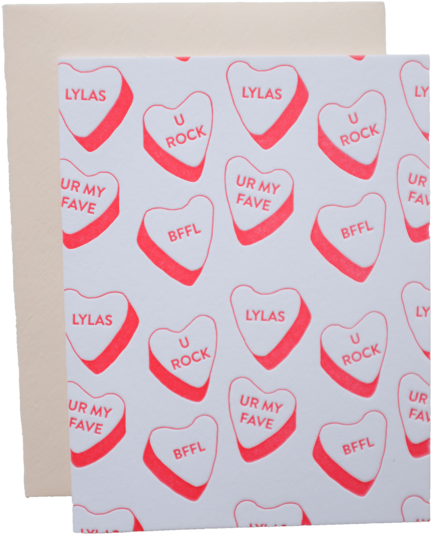 Candy Hearts Galentine's Day Letterpress Greeting Card - Construction Paper Clipart (600x600), Png Download