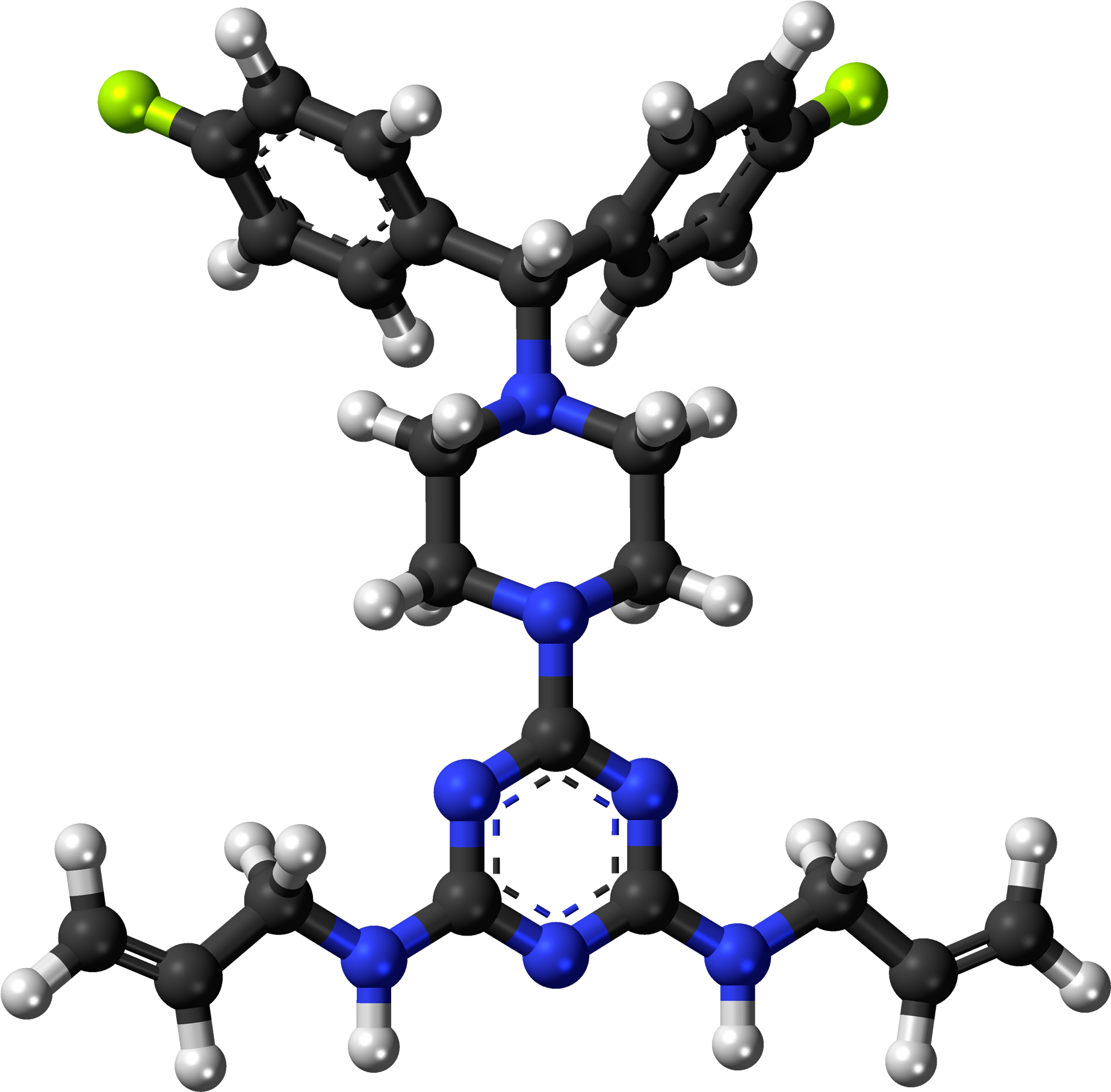 Almitrine 3d Balls - Molecule Clipart (2000x1969), Png Download