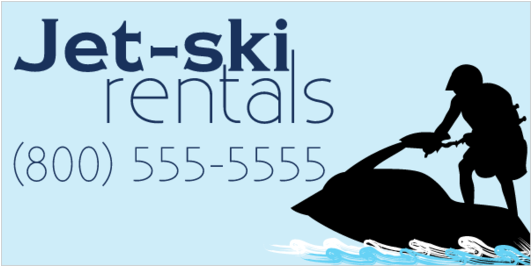 Jet Ski Rentals Vinyl Banner With Jet Skiier Silhouette - Silhouette Clipart (560x560), Png Download