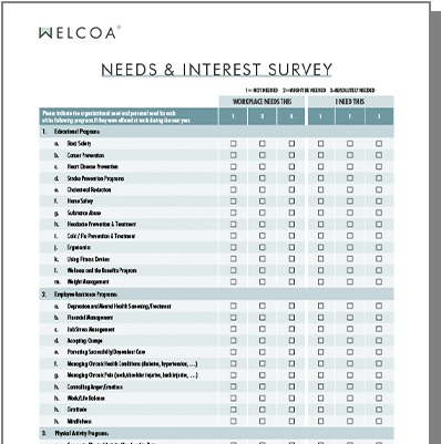 Employee Needs And Interest Survey - Wellness Interest Survey For Employees Clipart (800x400), Png Download
