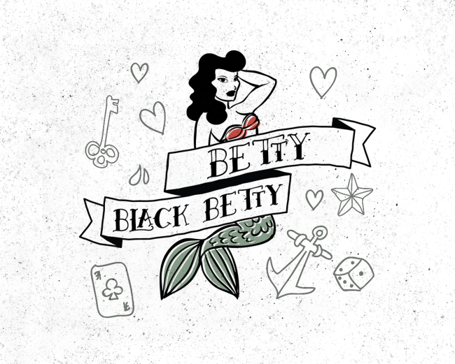 47 - Betty - Old School Tattoo Letters Font Clipart (650x521), Png Download