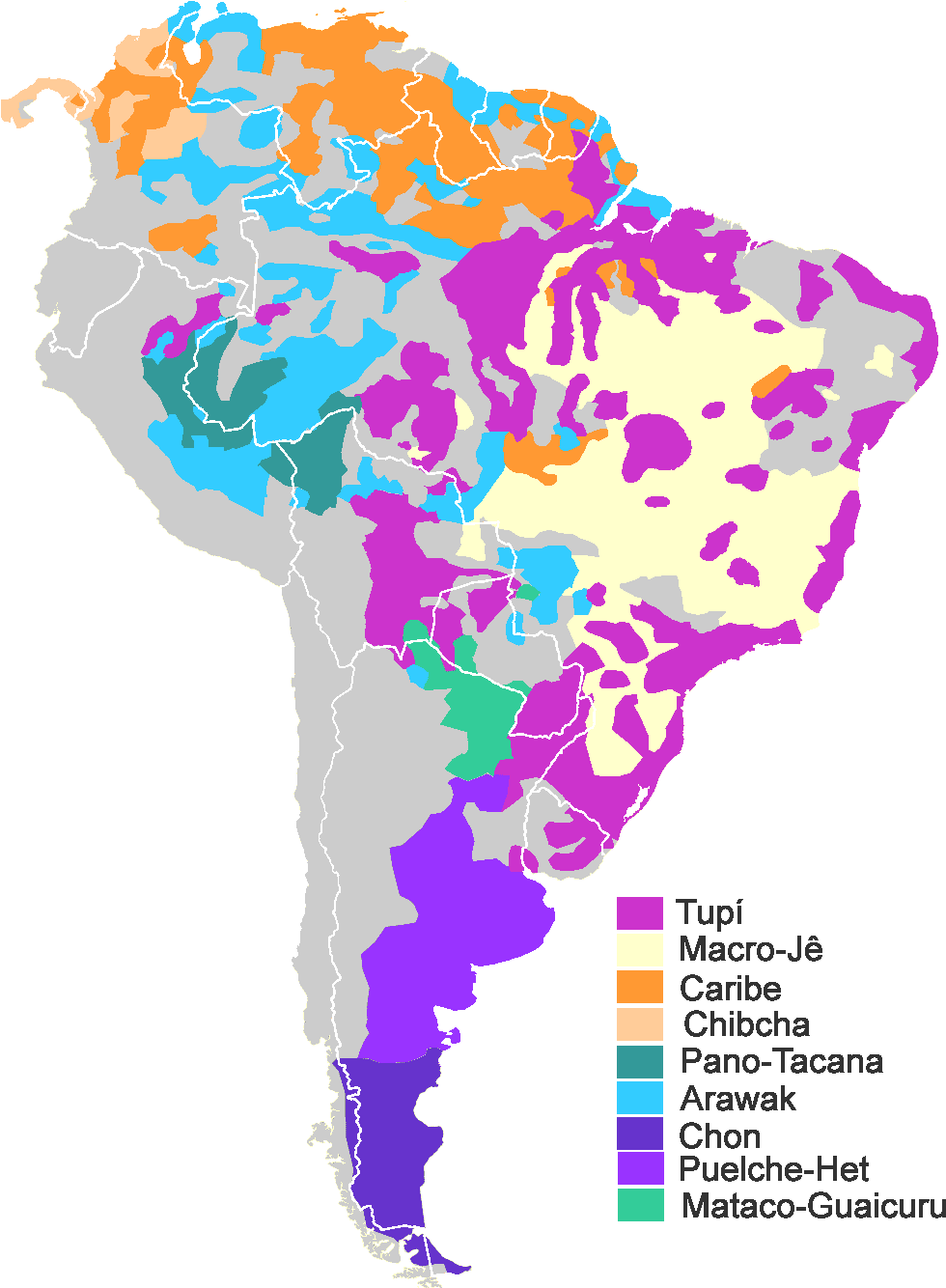 Southamerican Families - South America Native Map Clipart (995x1341), Png Download