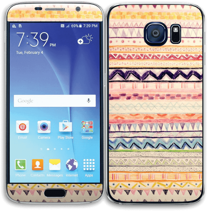 Hand Drawn Aztec Skin Galaxy S6 - Samsung Galaxy S6 Weiß Clipart (785x800), Png Download