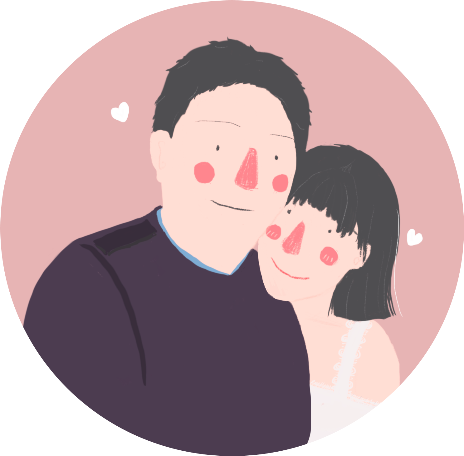 Couple Hand Drawn Illustration Avatar Png And Psd - Cartoon Clipart (2000x2000), Png Download