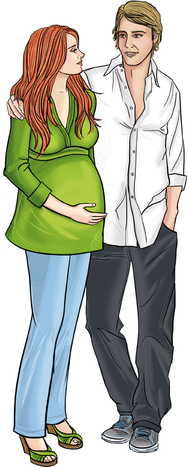 Dejar De Fumar Y Evitar El Humo De Tabaco De Los Demás, - Pareja Y Una Mujer Embarazada Clipart (428x981), Png Download