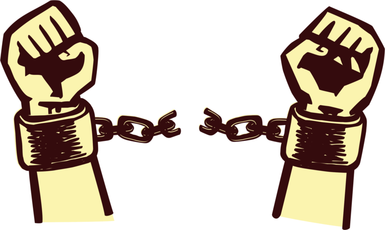 Slave Chains Png - Breaking Out Of Chains Clipart (750x449), Png Download