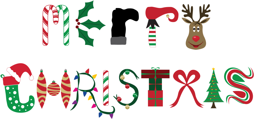 Christmas-merry - Christmas Decorations Word Art Clipart (1024x520), Png Download