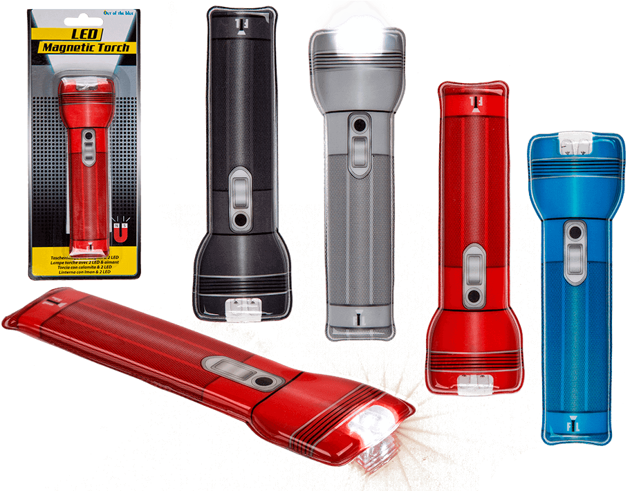 Plastic Torch With Magnet & 2 Led Ca - Flashlight Clipart (945x709), Png Download