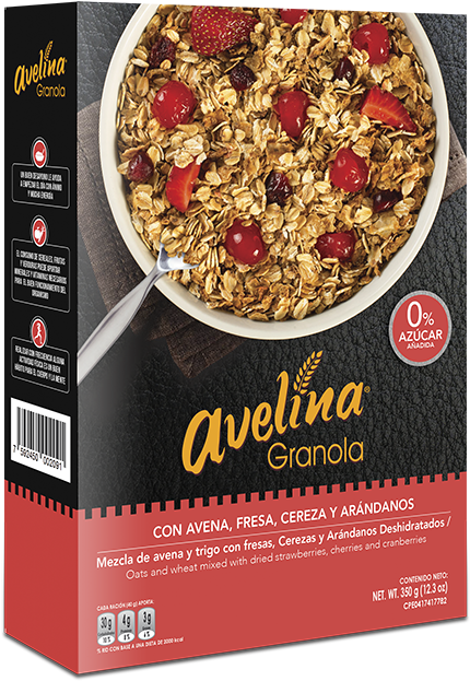 Avelina Granola Avena, Fresa, Cereza Y Arándanos - Granola Miel Avena Avelina Clipart (500x800), Png Download